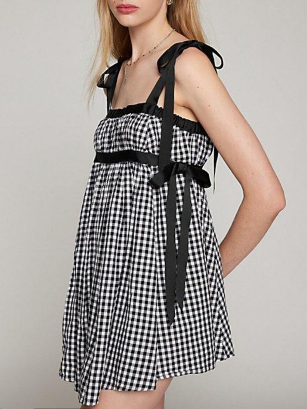 Kimchi Blue Georgie Gingham Babydoll Mini Dress Women's S Retro Feminine 90s